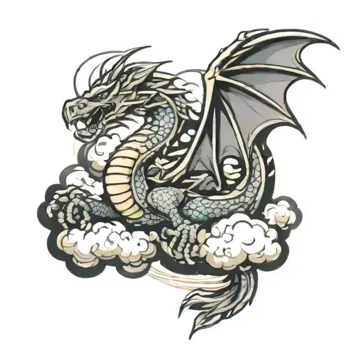 dragon with clouds    tattoo design idea