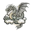 dragon with clouds    tattoo design idea
