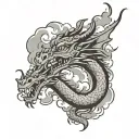 dragon with clouds    tattoo design idea
