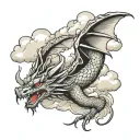 dragon with clouds    tattoo design idea