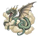 dragon with clouds    tattoo design idea