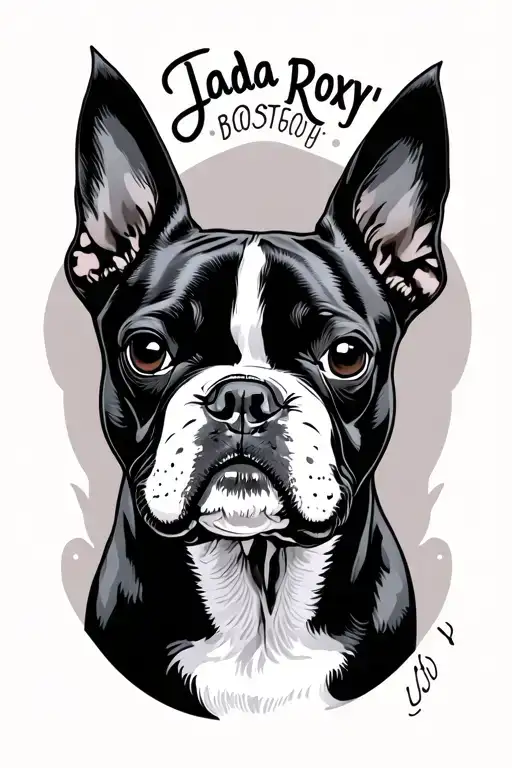 "Jada Roxy " boston terrier tattoo design idea