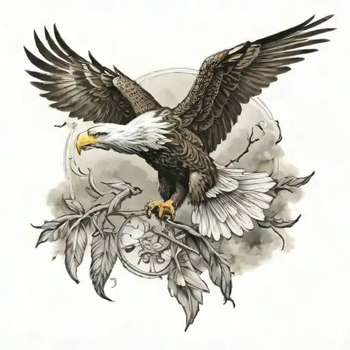 eagle that flies in the middle of a dove store tattoo design idea