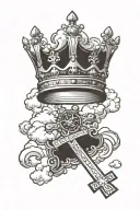 crown with clouds and cross  tattoo design idea