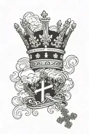 crown with clouds and cross  tattoo design idea