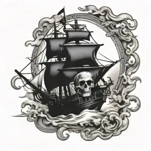 ghost pirate ship tattoo design idea