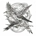 lightning blackbirds tattoo design idea