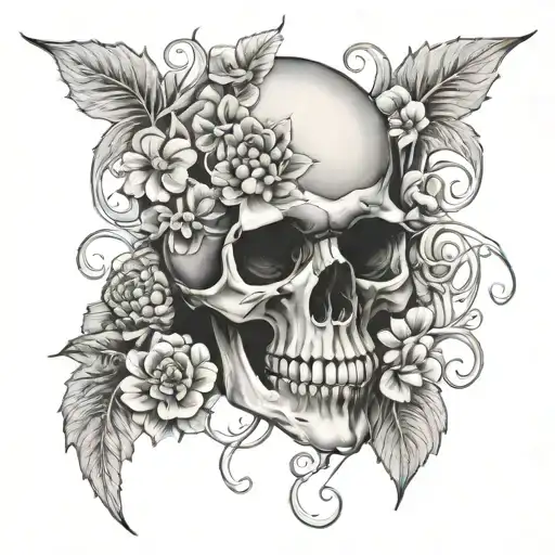 hemlock flower and skulls tattoo design idea