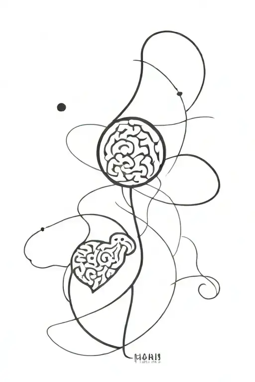 half brain half heart that represts the balance between the two tattoo design idea