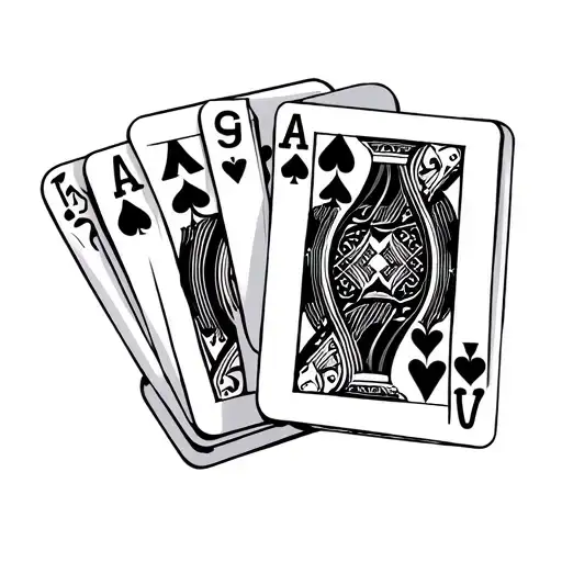 playing cards 3 aces 1 jack tattoo design idea