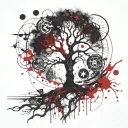 tree abstract compas tattoo design idea