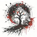 tree abstract compas tattoo design idea