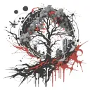 tree abstract compas tattoo design idea