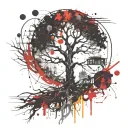 tree abstract compas tattoo design idea