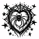 fingers look like an x-ray with the heart shaped spider web and spider on the back of my hand with big stars n posion tr tattoo design idea