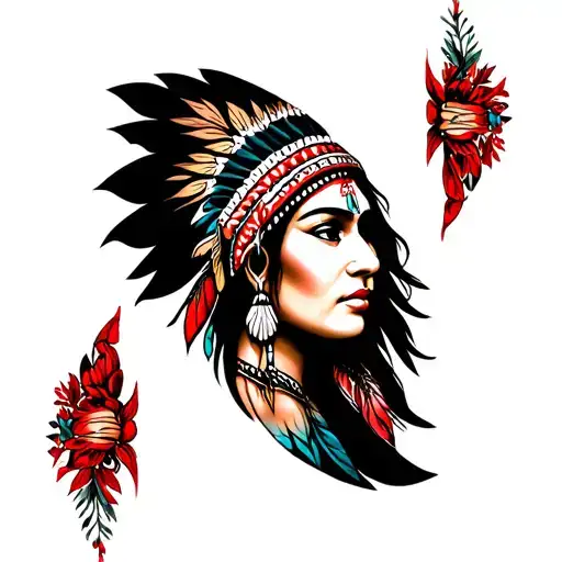 red indian woman face tattoo tattoo design idea