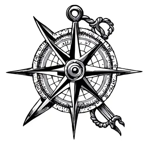 Anchor Compass tattoo design idea