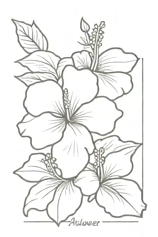 hibiscus flower + phrase 'always and forever' tattoo design idea