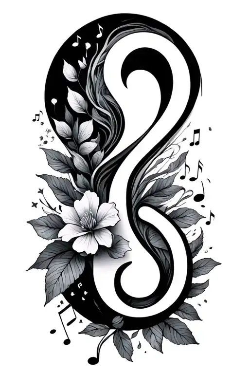 vocal music and semicolon with nature inspired tattoo tattoo design idea