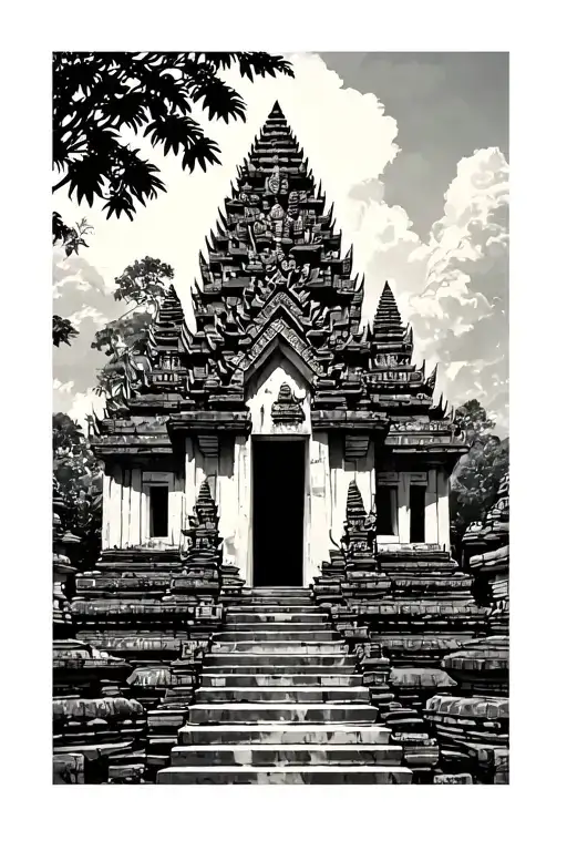 minimalist angkor watt cambodian tattoo design idea