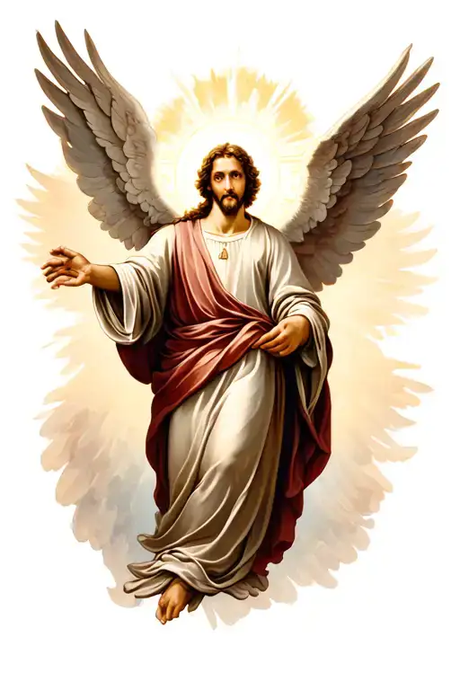 saint Joseph surrounded by heavenly tattoo design idea