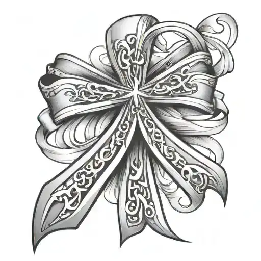 cross breast cancer ribbon tattoo design idea