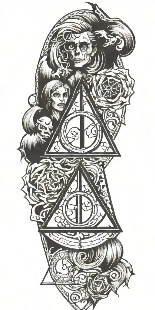 Harry Potter and the Deathly Hallows symbol incorporated tattoo design idea
