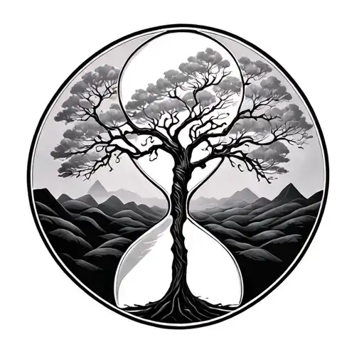 minimalist tree hourglass tattoo tattoo design idea