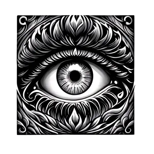 eye in buddhist style tattoo design idea