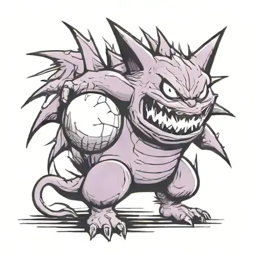 Gengar battling with Shadow Ball tattoo design idea
