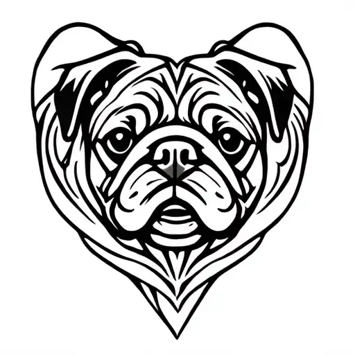 pug head, inside tribal heart outline tattoo inspired tattoo design idea