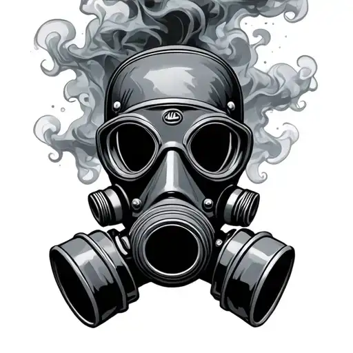 gas mask smoke rising tattoo design idea