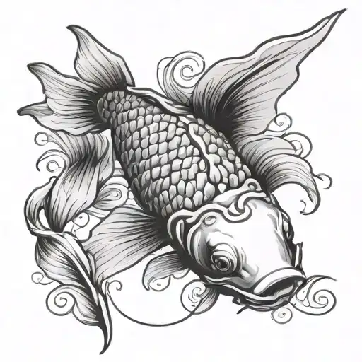koi fish transforming tattoo design idea
