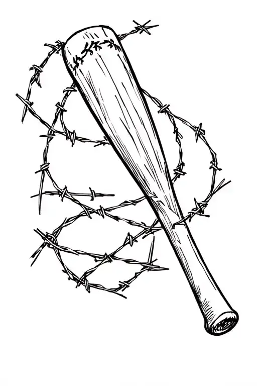 baseball bat barbed wire tattoo design idea