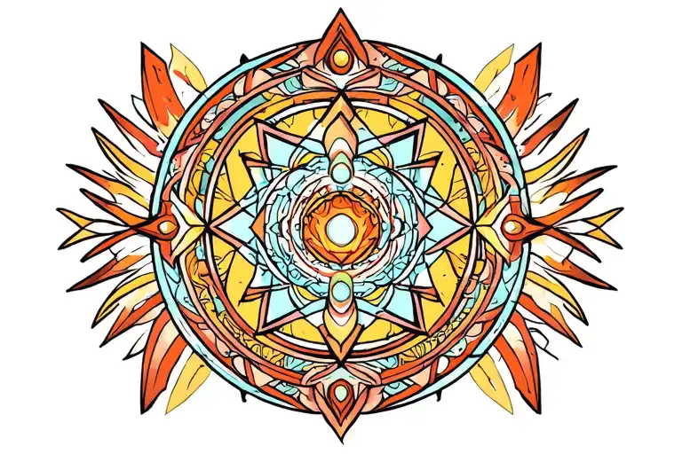 Chakra geometry spiritual sleeve tattoo design idea