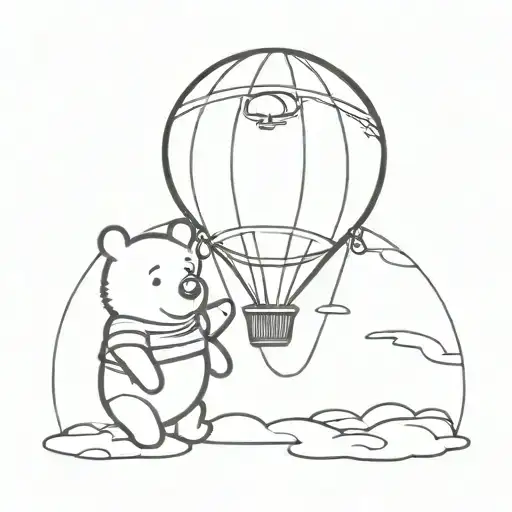 Winnie the Pooh/hot air balloon floating tattoo design idea