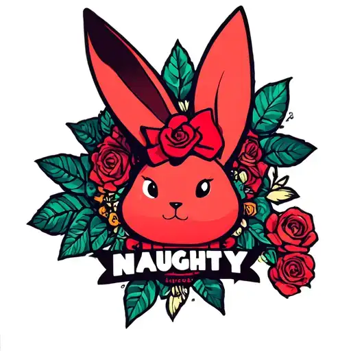 "NAUGHTY"  playboy bunny  tattoo design idea