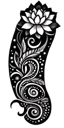 dot work and mandala design incorporating lotus flower with swirls and paisley patterns tattoo design idea