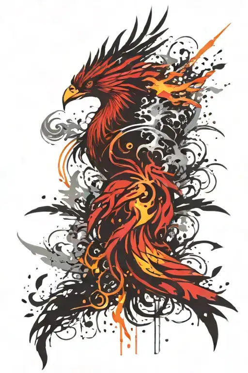 phoenix rising from flames tattoo design idea