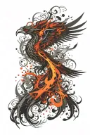 phoenix rising from flames tattoo design idea