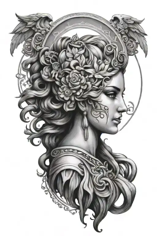 Nyx Greek goddess tattoo design idea