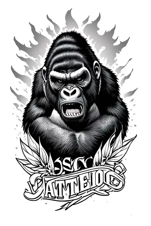 neo traditional gorilla angry  tattoo design idea
