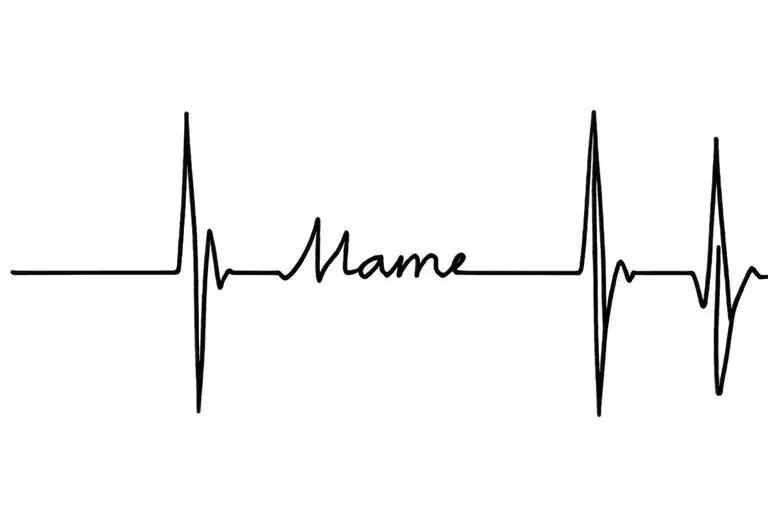 name tattoo heartbeat tattoo design idea