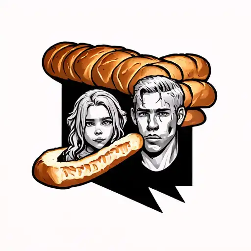 complete forearm sleeve with child hood with bully bread the name dax and duke tattoo design idea