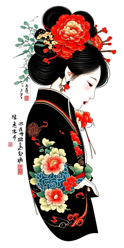 Japanese irezumi full colour tattoo design idea