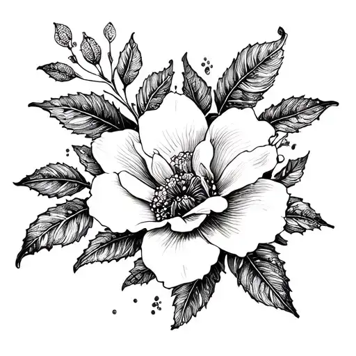 orange blossom and jasmine flower henna tattoo design idea