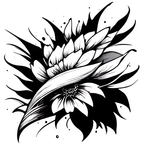 A unique black and white tattoo design sketch for an arm, maintaining the minimalist, graphic, and abstract style of the tattoo design idea