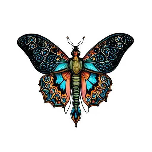 mandala with moth tattoo design idea