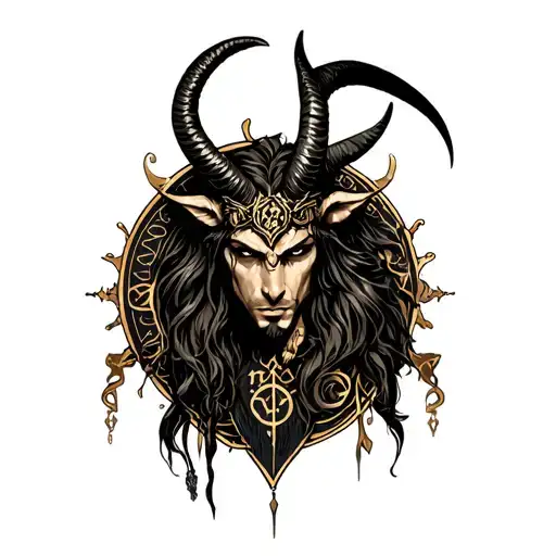 arcangel uriel with capricorn zodiac sign tattoo design idea