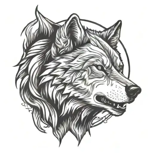 wolf and bear head tattoo design idea